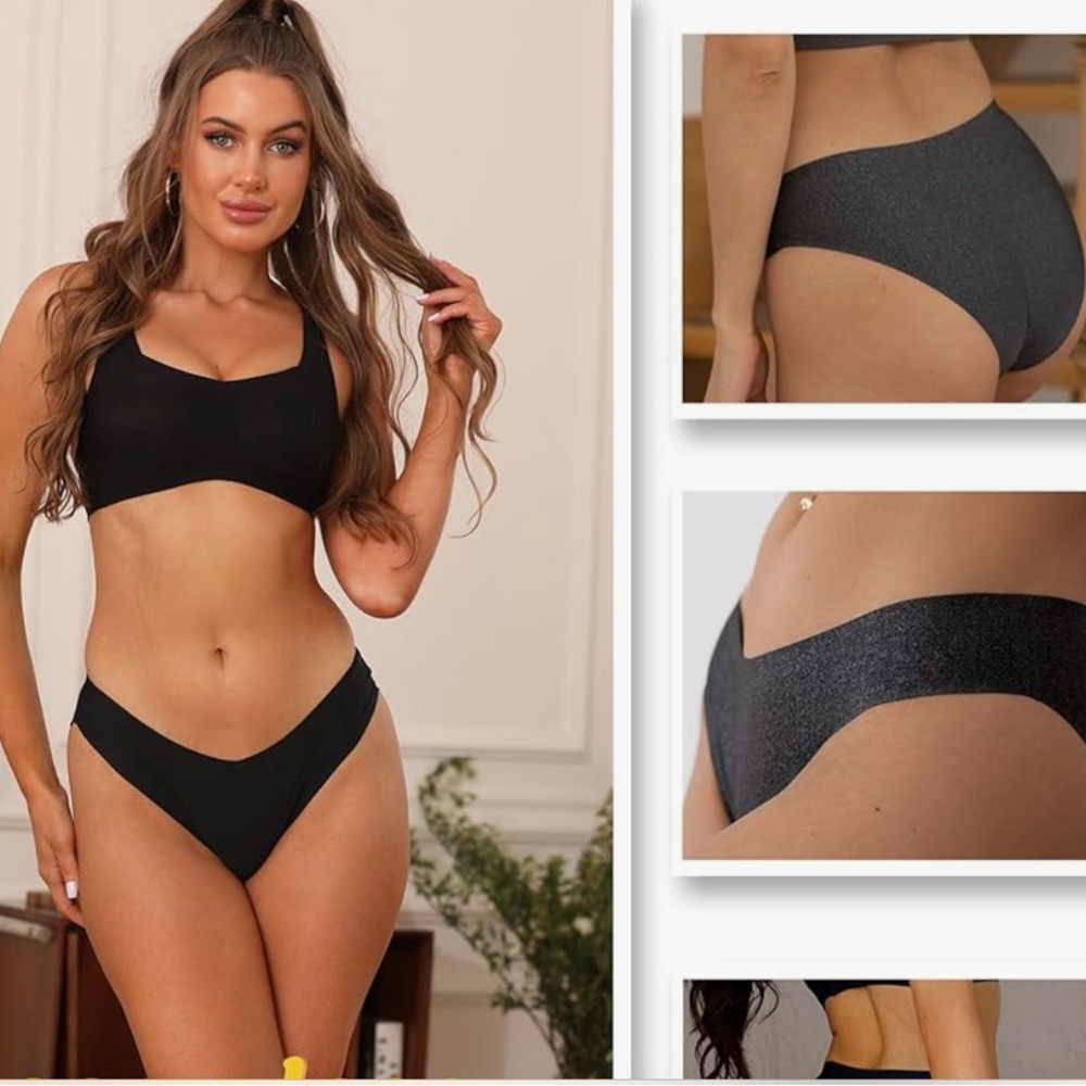 NWT Seamless Underwear for Women Soft No Show Panties Sexy High Cut Size L Black